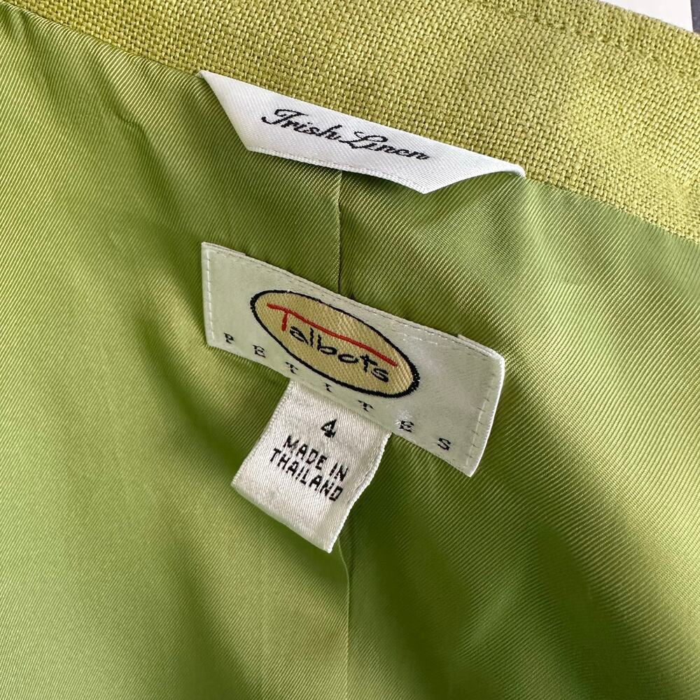 Talbots Blazer Button Front Chartreuse Green Jack… - image 5